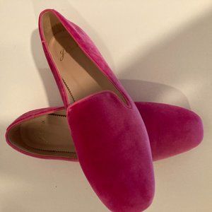 JCrew Pink Velvet Smoking Slipper Size 7 NWOB